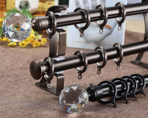 28mm Dekoratif Alüminyum Direkler Kristal Finials Perde Çubukları Seti