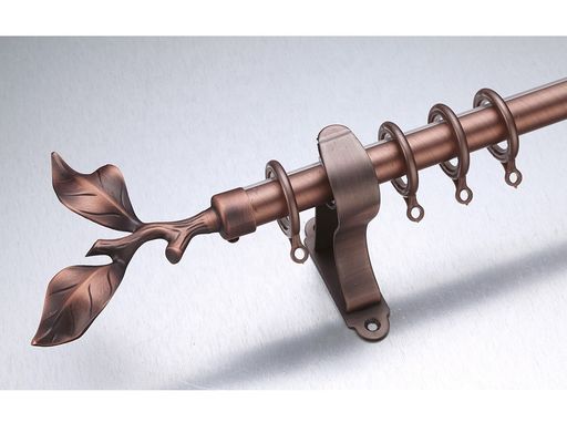 Kenya Uzunluğu 3m Yaprak Antik Pirinç Finial Uzun Perde Çubukları