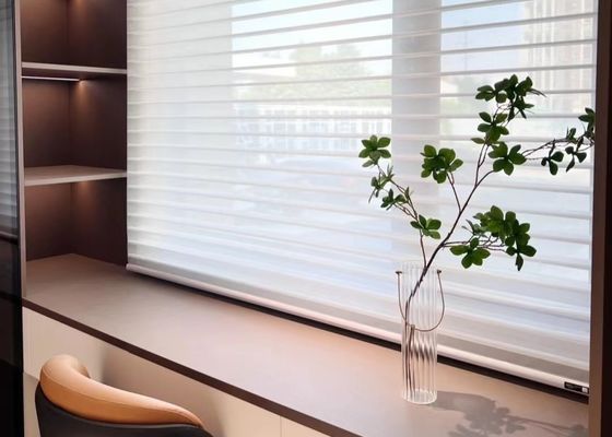 Ofis İçin Esnek Ayarlanabilir Shangri La Perdeler Elektrikli Karartma