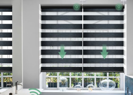Oturma Odası İçin Gri Motorlu Roman Kör Perdeler PVC Lamine Tip