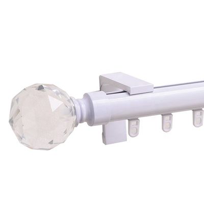 Siyah Beyaz Renk Kristal Finials Tek Bütün Set Alüminyum Metal Perde Direkleri, Parça