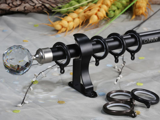 28mm Dekoratif Alüminyum Direkler Kristal Finials Perde Çubukları Seti