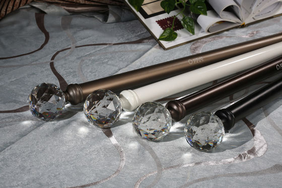 28mm Dekoratif Alüminyum Direkler Kristal Finials Perde Çubukları Seti
