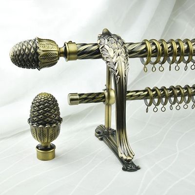 Pencere Bükümlü Ferforje Perde Direği Kısa Pirinç Çift Perde Çubukları