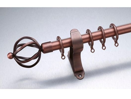 Kenya Uzunluğu 3m Yaprak Antik Pirinç Finial Uzun Perde Çubukları