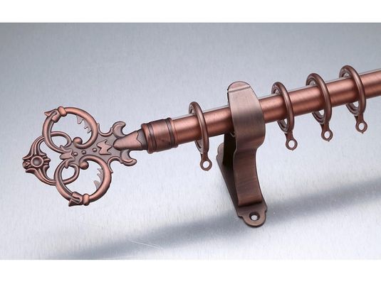 Kenya Uzunluğu 3m Yaprak Antik Pirinç Finial Uzun Perde Çubukları