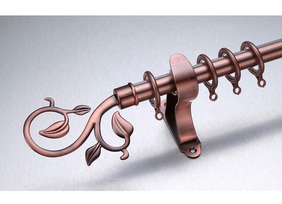 Kenya Uzunluğu 3m Yaprak Antik Pirinç Finial Uzun Perde Çubukları