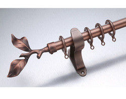 Kenya Uzunluğu 3m Yaprak Antik Pirinç Finial Uzun Perde Çubukları