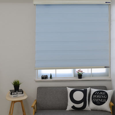Oriel Pencere için Çift Katmanlı Sırf Motorlu Zebra Panjur Yatay Desen