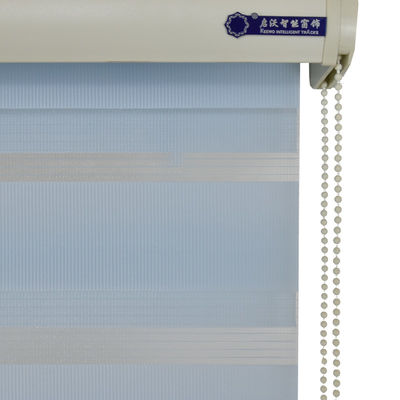 Oriel Pencere için Çift Katmanlı Sırf Motorlu Zebra Panjur Yatay Desen