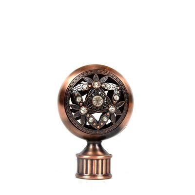 Fabrika doğrudan toptan şerit bronz renk 28mm metal elmas kristal perde finials perde çubuk aksesuarları