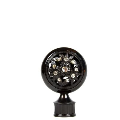 Fabrika doğrudan toptan şerit bronz renk 28mm metal elmas kristal perde finials perde çubuk aksesuarları