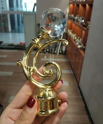 Toptan kristal altın perde askısı metal finials perde çubuğu aksesuarları perde çubukları için