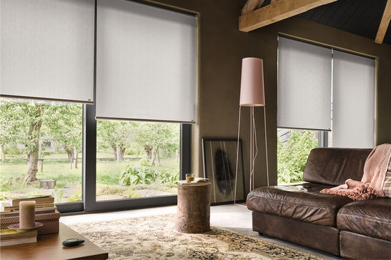 Ofisler İçin Bej% 100 Polyester Köpük Kaplı Silindir Pencere Panjurları