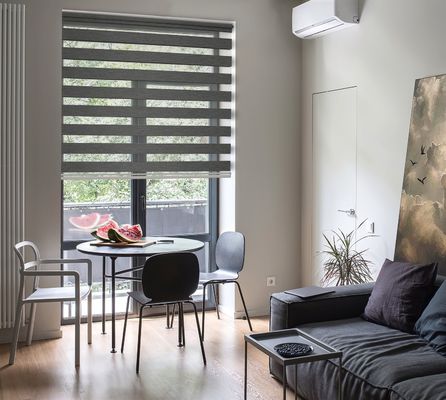 Çin Malı Akıllı Motorlu Uzaktan Kumandalı, Bluetoothlu, Sesli Kontrollü, Çift Kat Zebra Tipi Zebra Perde