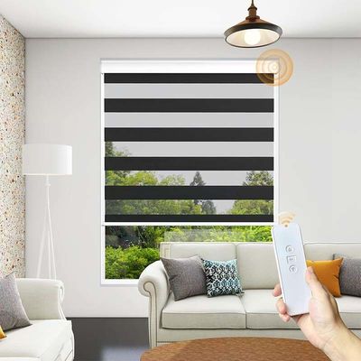 Ofis Banyo Projesi İçin Akıllı Elektrikli Su geçirmez Siyah Zebra Perde